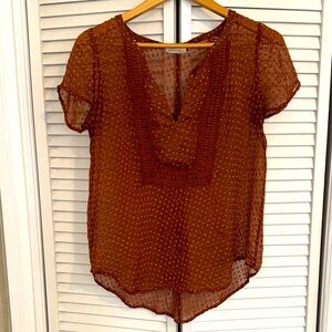 Meadow Rue Rust Sheer Blouse - M